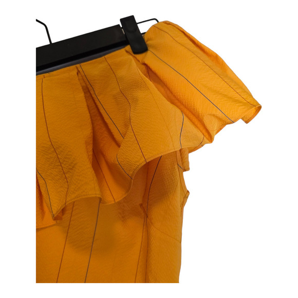 Sachin + Babi one shoulder yellow striped blouse size 10 medium - Picture 3 of 7